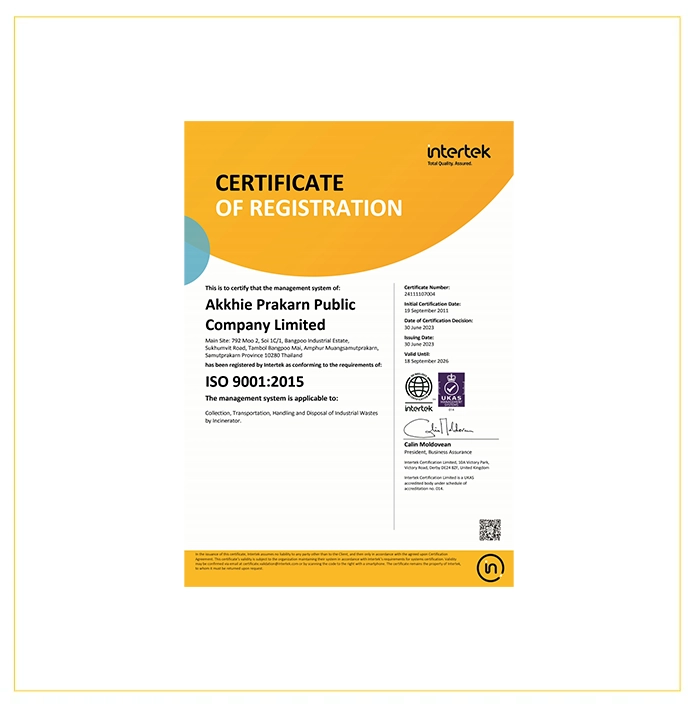 Certificate of Registration
										(ISO 9001:2015 )
